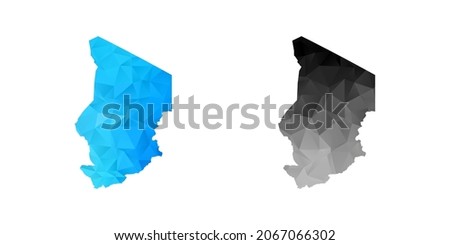 Vector polygon set couple black and blue of map Chad