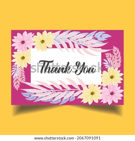 Water color floral thank you card design template