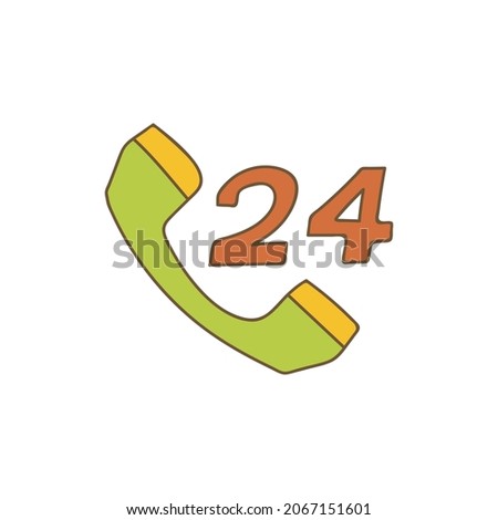 24 Hours service shopping icon in color icon, isolated on white background 