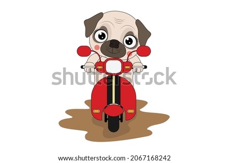 cute dog cartoon ride motorcycle