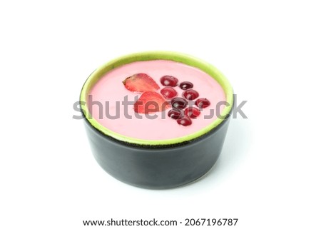 Tasty berry yogurt isolated on white background