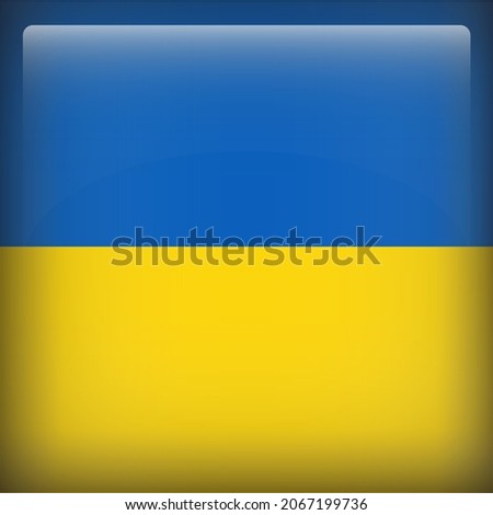 Ukraine Glossy 3D Square Country Flag Icon
