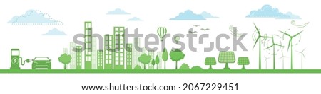 Eco Friendly and Green Energy Silhouette Vector Design Elements Isolated on White Background Alternative energy Concept Vector Banner Design or Isolated Design Elements Technological sustainable Power Royalty-Free Stock Photo #2067229451