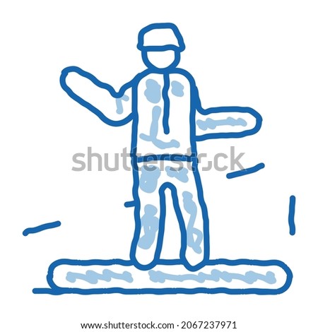 snowboarder slalom sketch icon vector. Hand drawn blue doodle line art snowboarder slalom sign. isolated symbol illustration