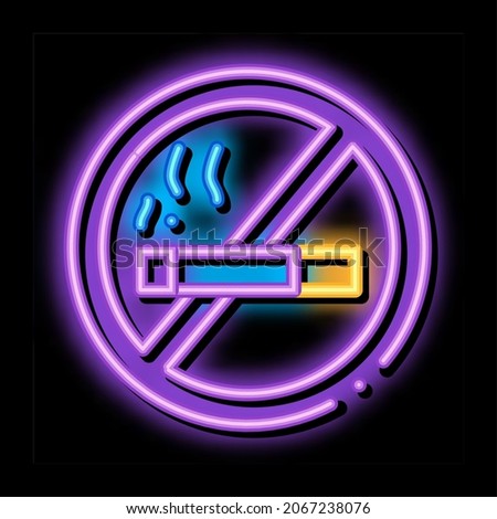 No Smoking Forbidden Sign neon light sign vector. Glowing bright icon transparent symbol illustration