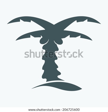 Coconut palm tree icons or symbols of travel- vector graphic. 