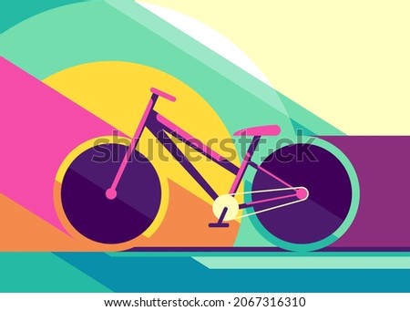 Banner with road bike. Placard design in flat style.
