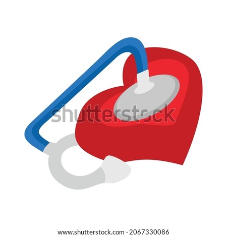 Stethoscope and heart icon or sign Pulse care symbol Vector illustration