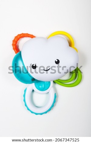 baby toy rattle cloud on white background