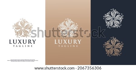 Luxurious beauty flower design logo template.