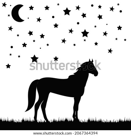black horse silhouette, isolated, vector