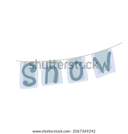 Garland of decoration flags in doodle style. Simple decor for a festive Christmas and New Years. Vector illustration isolated on white background.