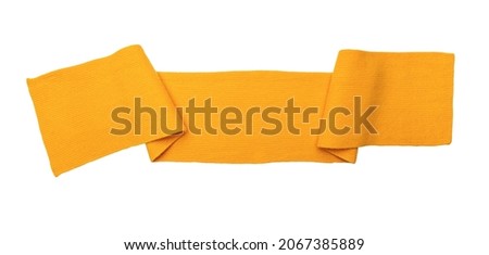 Knitted winter scarf on a white background. The pattern is visible. Royalty-Free Stock Photo #2067385889