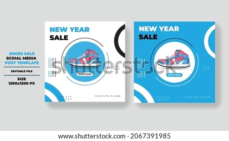 Sport fashion shoes brand product Social media banner post template Royalty-Free Stock Photo #2067391985
