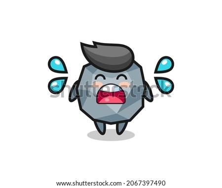 stone cartoon illustration with crying gesture , cute style design for t shirt, sticker, logo element