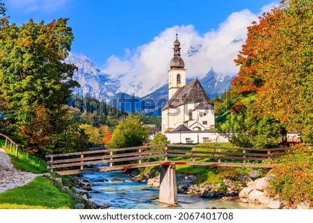 Berchtesgaden National Park, Germany. Parish Church of St. Sebastian in the village of Ramsau Royalty-Free Stock Photo #2067401708