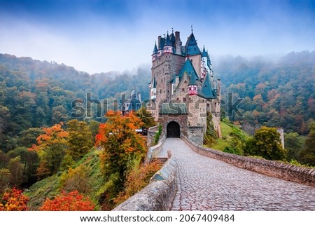 Eltz Castle or Burg Eltz. Medieval castle on the hills above the Moselle River. Rhineland-Palatinate Germany. Royalty-Free Stock Photo #2067409484