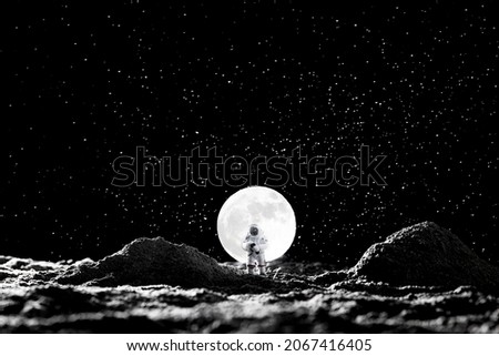 Astronaut at spacewalk. Cosmic art, science fiction wallpaper. Beauty of deep space. Billions of galaxies in the universe Royalty-Free Stock Photo #2067416405