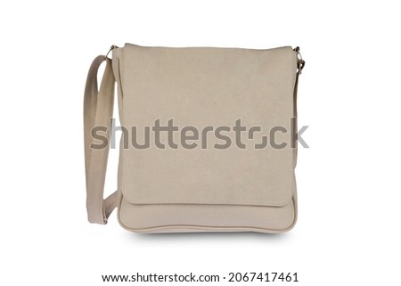 canvas shoulder bag isolated on white background 