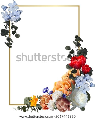 Beautiful floral frame. Best choise for  branding projects, web design, stationery, for social media posts, advertisement, apparel, home decor etc.