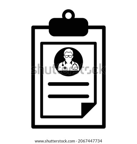 Medical Report With Doctor Profile Icon Vector On Trendy Design. 
