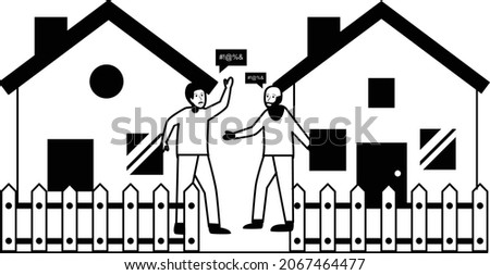 neighbour are fighting Vector Icon Design, neighbourhood conflicts Stock illustration, bad neighbors Symbol, invasion of privacy Concept