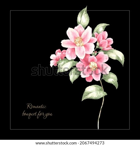 Greeting card with Camellia flower , can be used as invitation card for wedding, birthday and other holiday and summer background