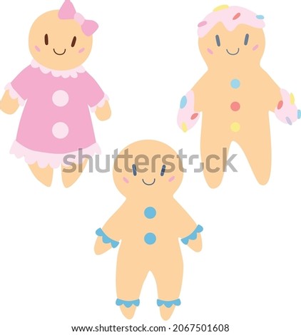 The Gingerbread Man, Christmas cookies, sweets for children, cute vector clip art