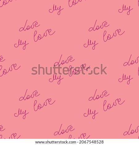 love you hearts romantic pattern illustration on pink