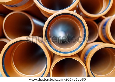 Sewer pipes on a construction site