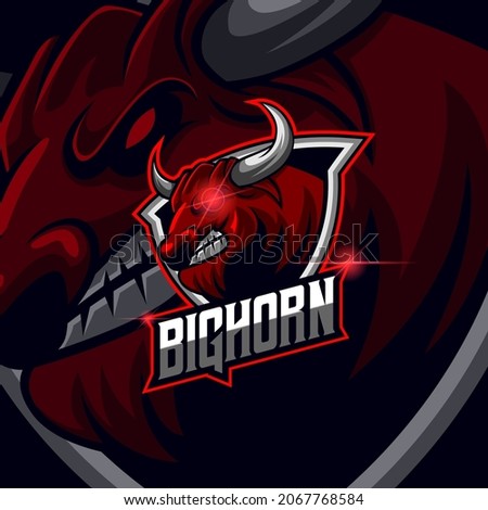 Bull Head E-sport logo design template