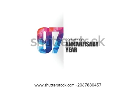 97 year anniversary full color polygon geometry style background for event, birthday, gift - vector
