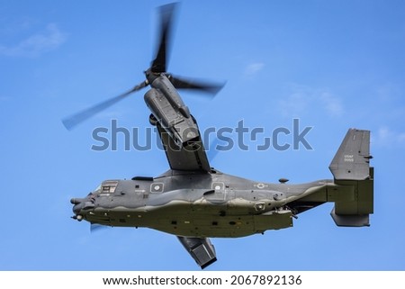US Air Force CV22 Osprey pictured in 2021 at RAF Mildenhall Suffolk Royalty-Free Stock Photo #2067892136