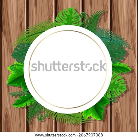 Round frame with tropical green leaves illustration