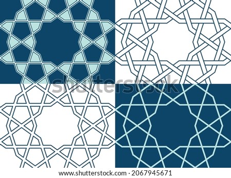 Set of Geometric Islamic Seamless Patterns for decoration greeting card or interior. 