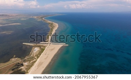 Aerial photo of Louros beach and wetlands in West Greece