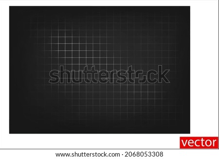 Black chalkboard with grid. Black chalkboard texture. Chalkboard background. Abstract background black surface texture. Black grunge background texture with a softly lighted center. Chalk grid. Vector Royalty-Free Stock Photo #2068053308