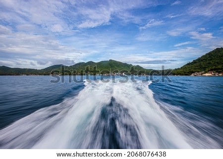 wave of backside speed boat,Take photo by low speed shutter.
