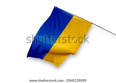 Ukraine flag isolated on white background. close up waving flag of Ukraine. flag symbols of Ukrainian.