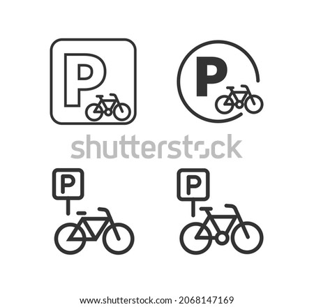 Bike parking vector sign. Signboard. Bicycle symbol.