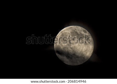 Moon full on black sky background