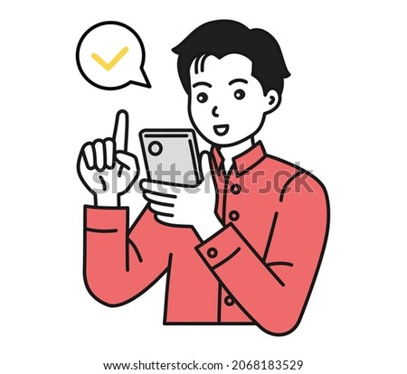 Clip art of a male operating a smart phone