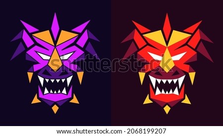 Dragon simple polygonal icon. Dragon head colored sign. Vector illustration.