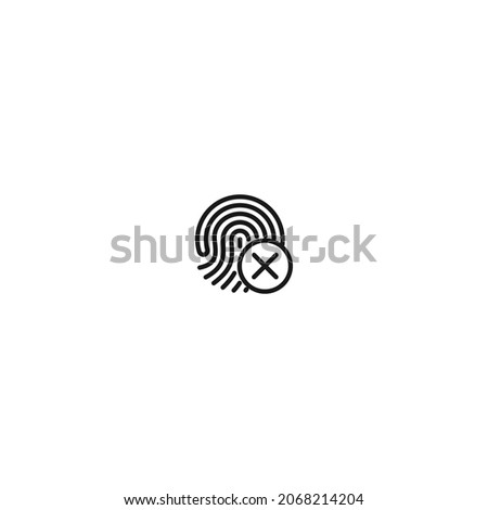 fingerprint delete black icon, isolated white background