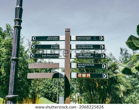 Signage in Perdana Botanical Garden. Taman Botani Perdana.