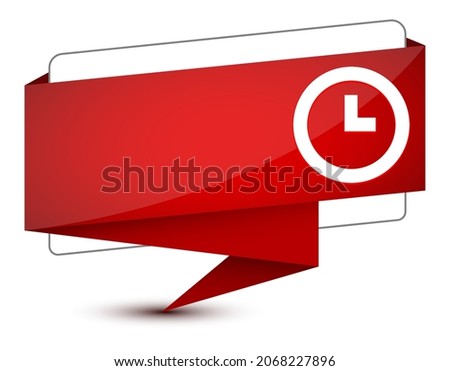 Clock icon isolated on elegant red tag sign abstract illustration