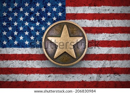 Star symbol on the flag of the United States background