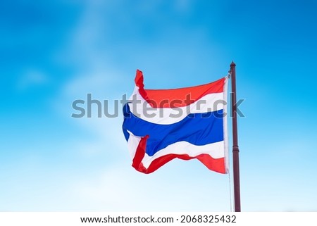 Flag pole of thailand on blue sky backgrounds