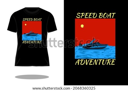 peed boat adventure silhouette retro t shirt design