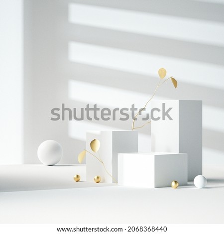 Abstract 3D Illustration Studio Display Scene with Render Platform. Geometric Podium. Promotion Sale Cosmetic Products Display. Products Presentation Mockup. Pedestal Stage Background